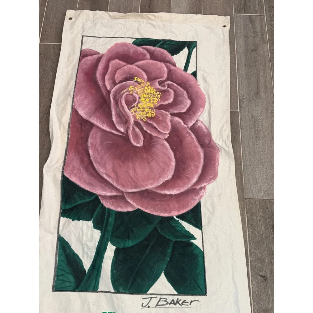 Vintage 1996 Muskogee Azalea Festival Banner J Baker Canvas Pink Flower 30x70